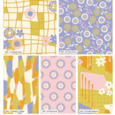 Lot de 5 coupons de tissu numérique Retro Sunshine 100 % coton, 45 x 55 cm, idéal pour l'artisanat, le matelassage, la couture et la décoration intérieure.